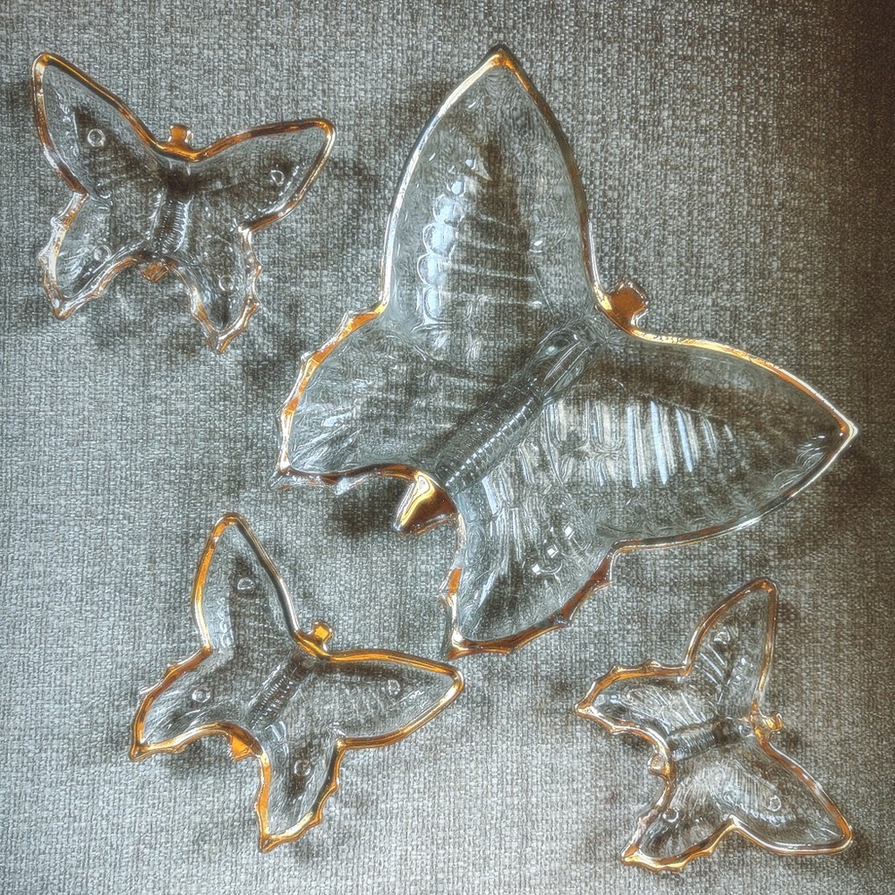 Butterfly Trinket Dishes with Gold Accents